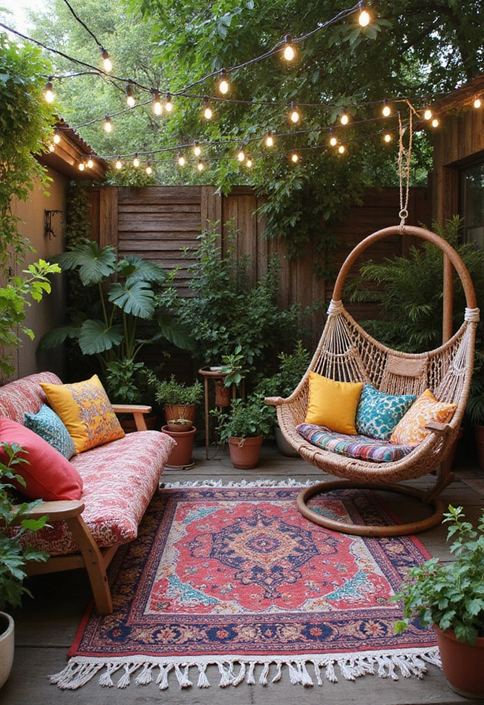 25 Outdoor Living Room Ideas That Bring Comfort Outside - 1. Boho-Chic Patio