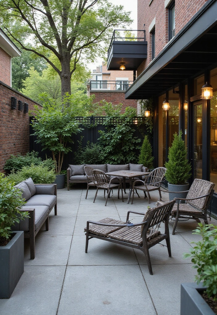 25 Outdoor Living Room Ideas That Bring Comfort Outside - 15. Modern Industrial Style
