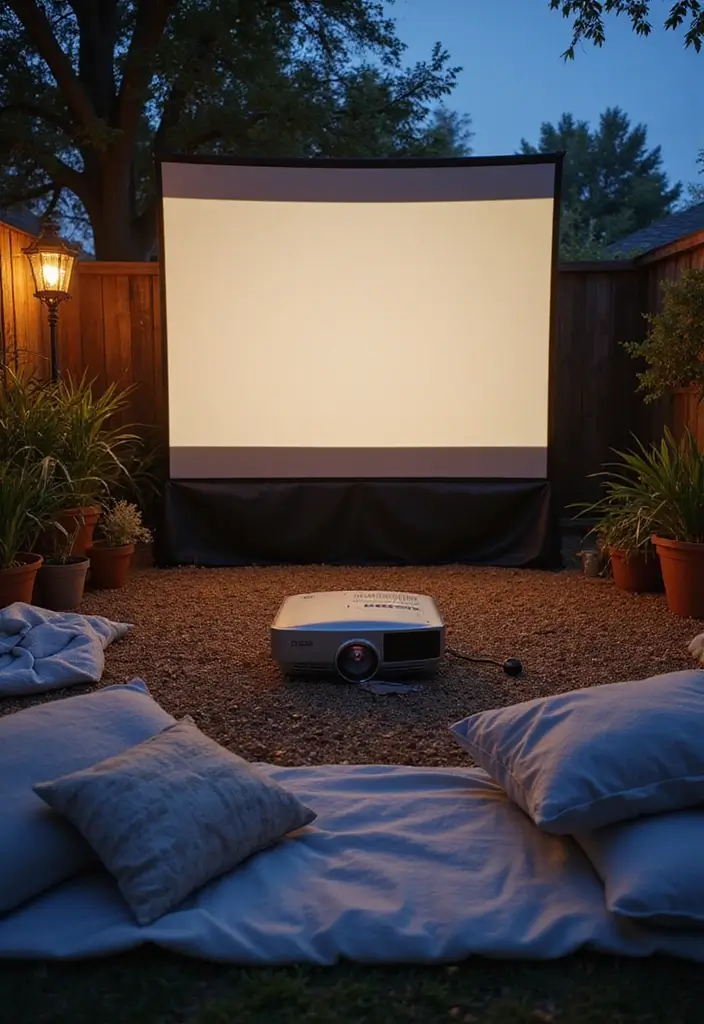 25 Outdoor Living Room Ideas That Bring Comfort Outside - 22. Outdoor Movie Night Setup