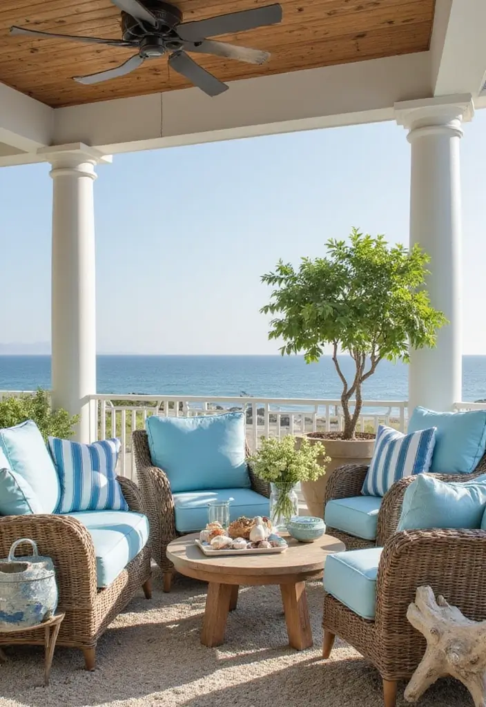 25 Outdoor Living Room Ideas That Bring Comfort Outside - 4. Coastal Retreat