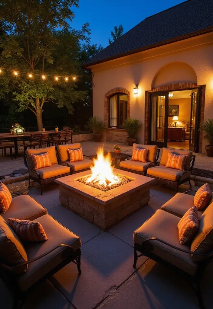 25 Outdoor Living Room Ideas That Bring Comfort Outside - 7. Fire Pit Gathering Spot