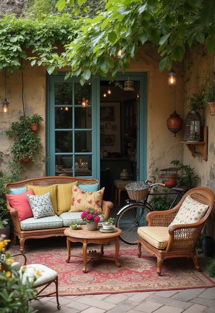 25 Outdoor Living Room Ideas That Bring Comfort Outside - 8. Vintage Patio Vibes