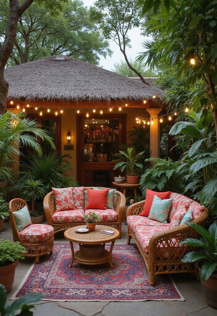 25 Outdoor Living Room Ideas That Bring Comfort Outside - 9. Tropical Paradise