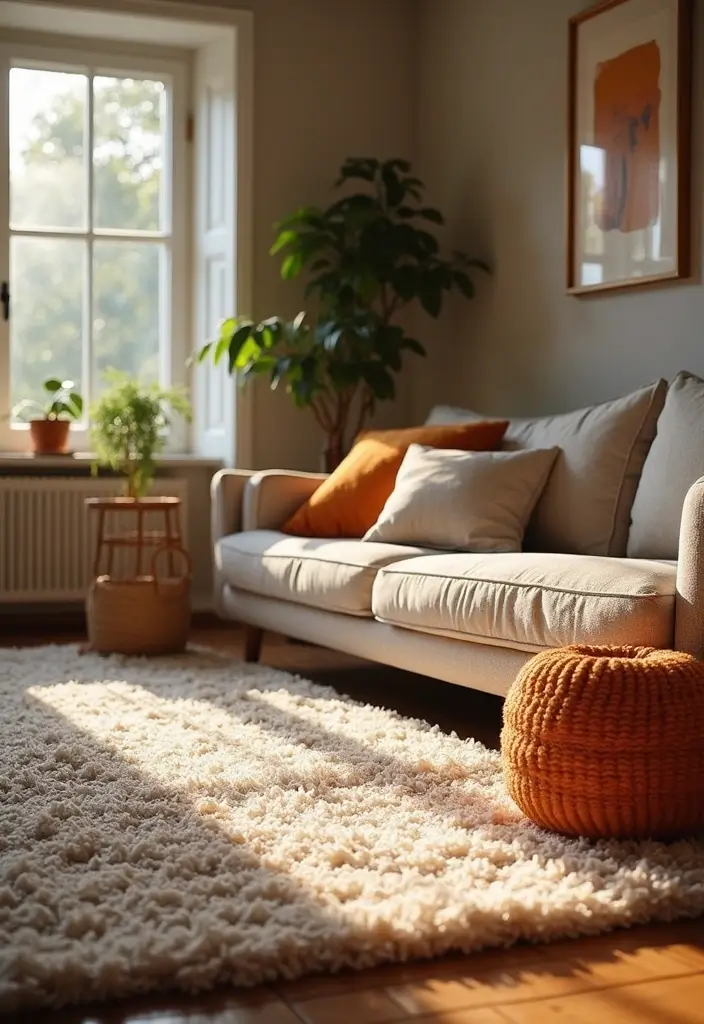 27 Carpet in Living Room Ideas That Feel Cozy and Chic - 12. Shag Rugs for Ultimate Comfort