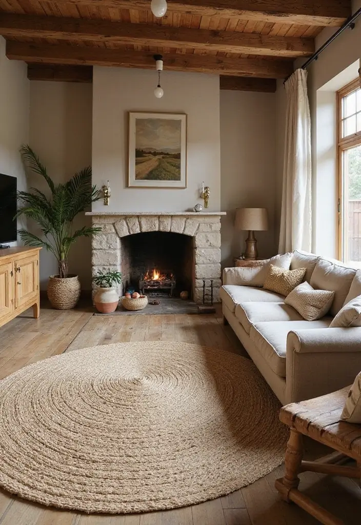 27 Carpet in Living Room Ideas That Feel Cozy and Chic - 13. Natural Fiber Rugs for Earthy Appeal