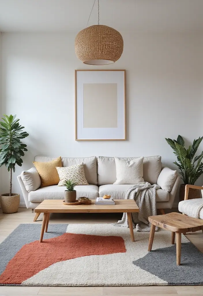 27 Carpet in Living Room Ideas That Feel Cozy and Chic - 14. Modern Abstract Rugs for Creative Spaces