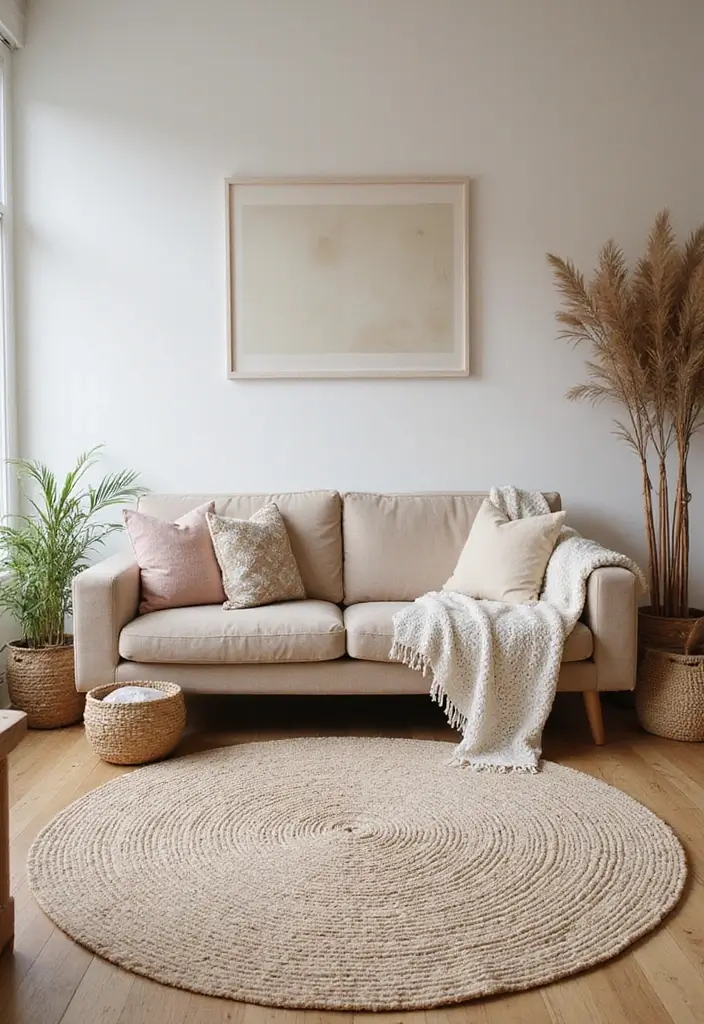 27 Carpet in Living Room Ideas That Feel Cozy and Chic - 4. Organic Cotton Rugs for Comfort