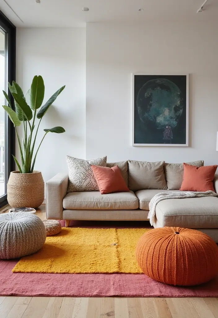 27 Carpet in Living Room Ideas That Feel Cozy and Chic - 9. Solid Color Rugs for Versatile Styling