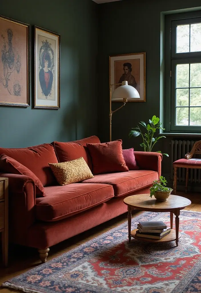 27 Couch Ideas Living Room That Combine Comfort and Style - 3. Vintage Velvet Couch