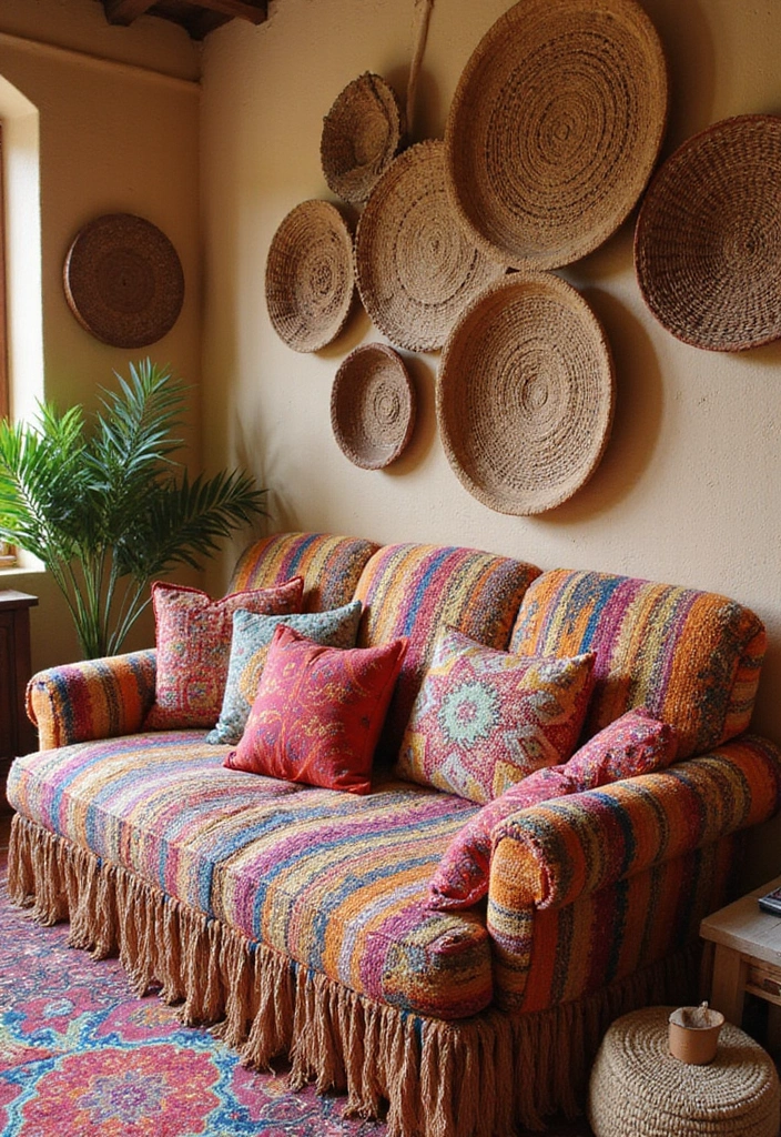 27 Couch Ideas Living Room That Combine Comfort and Style - 8. Handwoven Textile Couch