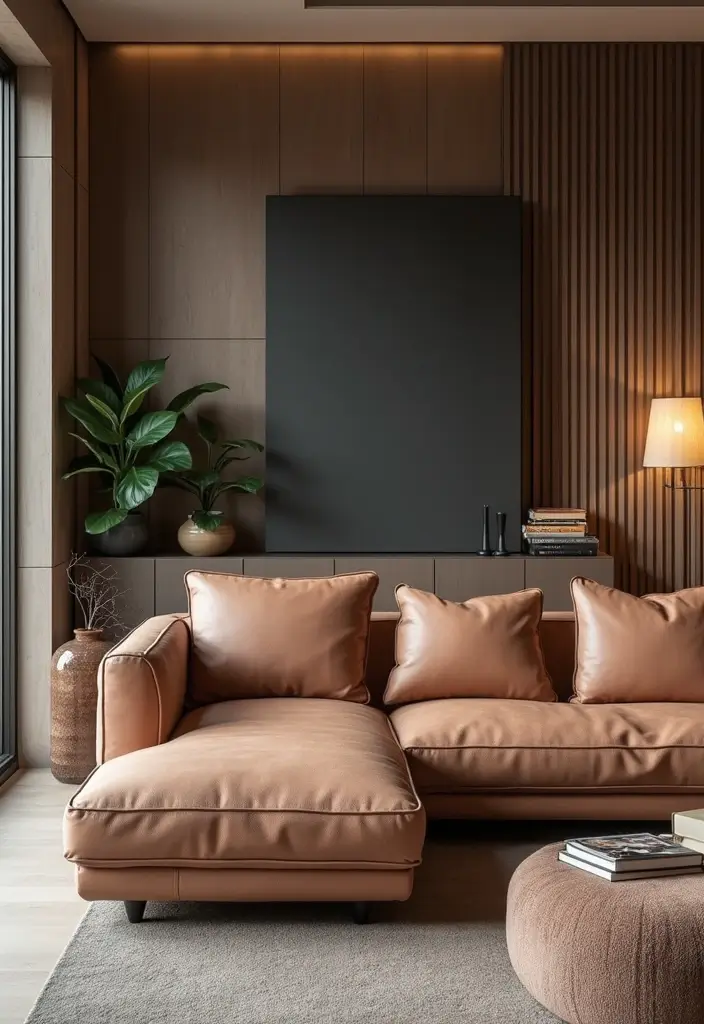 27 Couch Ideas Living Room That Combine Comfort and Style - 9. Stylish Leather Alternative