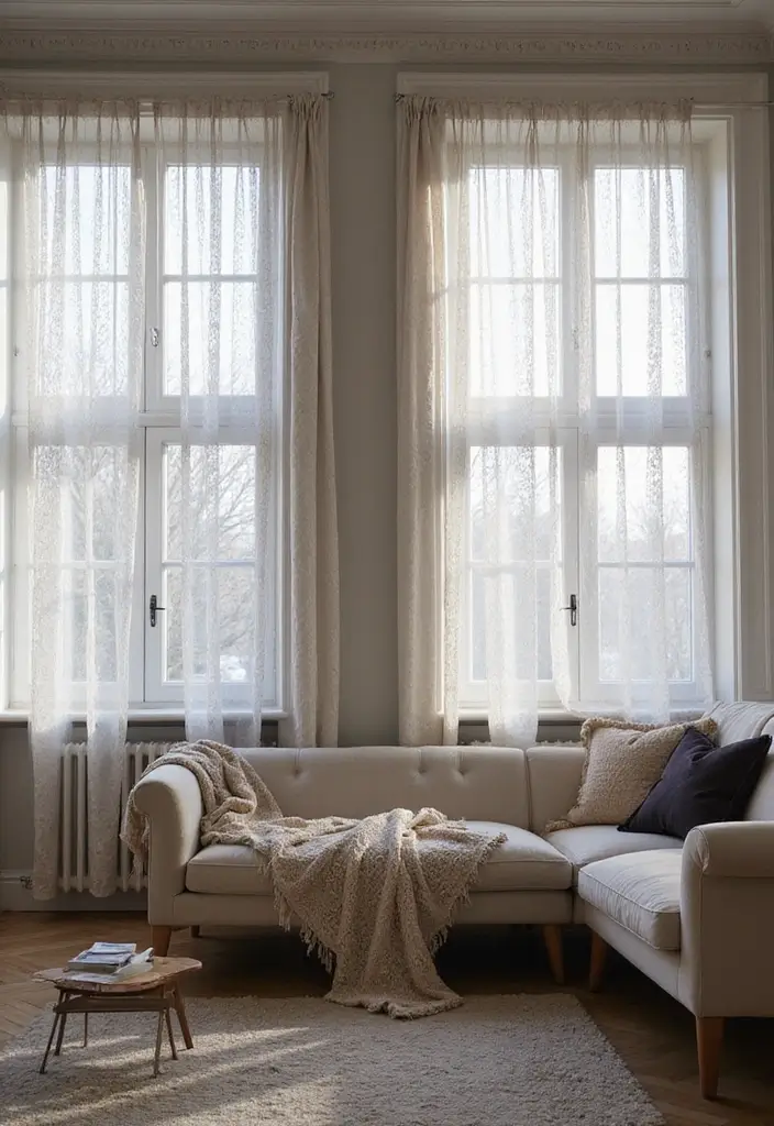 27 Goth Living Room Ideas That Feel Dark and Stylish - 9. Ethereal Fabrics