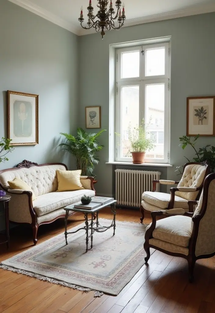 27 Grey Wood Floors Living Room Ideas That Feel Neutral and Polished - 11. Vintage Flair