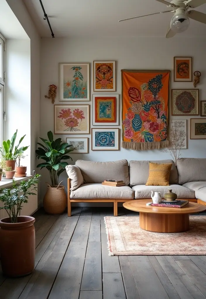 27 Grey Wood Floors Living Room Ideas That Feel Neutral and Polished - 13. Artistic Expression