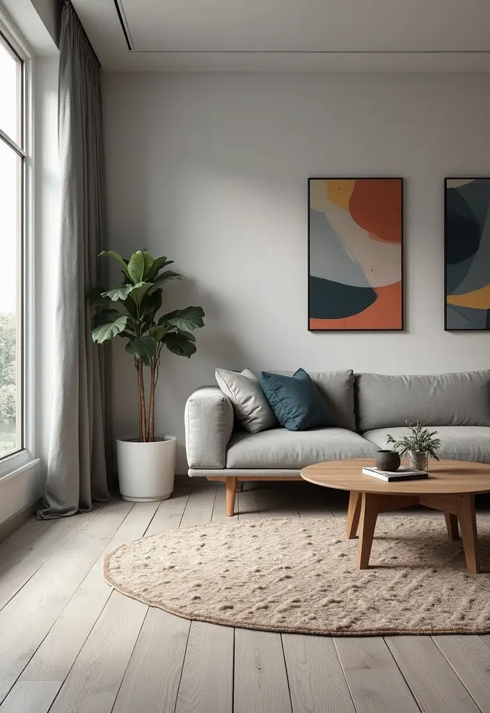 27 Grey Wood Floors Living Room Ideas That Feel Neutral and Polished - 19. Geometric Patterns