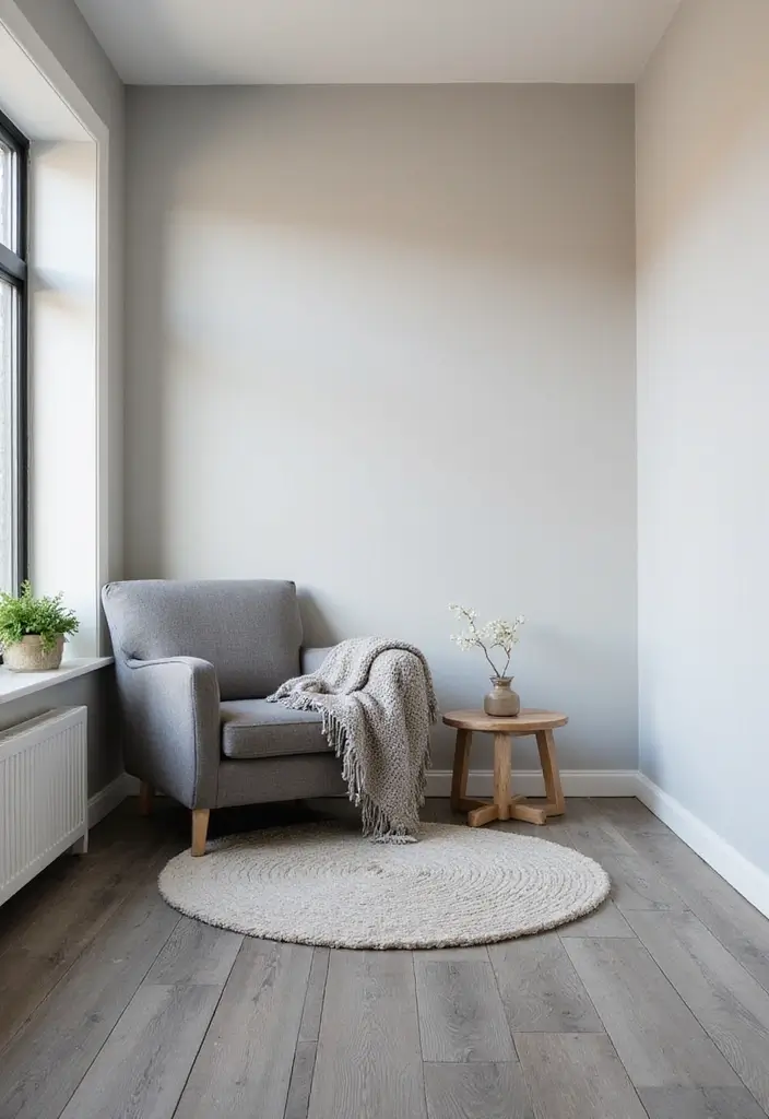27 Grey Wood Floors Living Room Ideas That Feel Neutral and Polished - 22. Cozy Corner Nooks