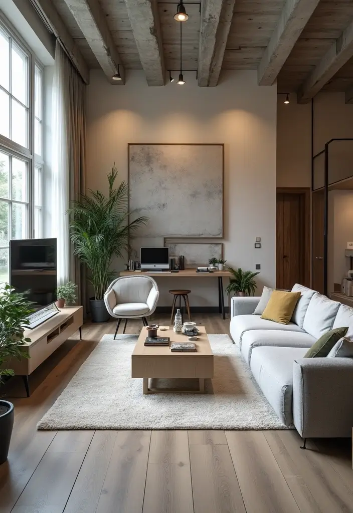 27 Grey Wood Floors Living Room Ideas That Feel Neutral and Polished - 26. Multifunctional Spaces