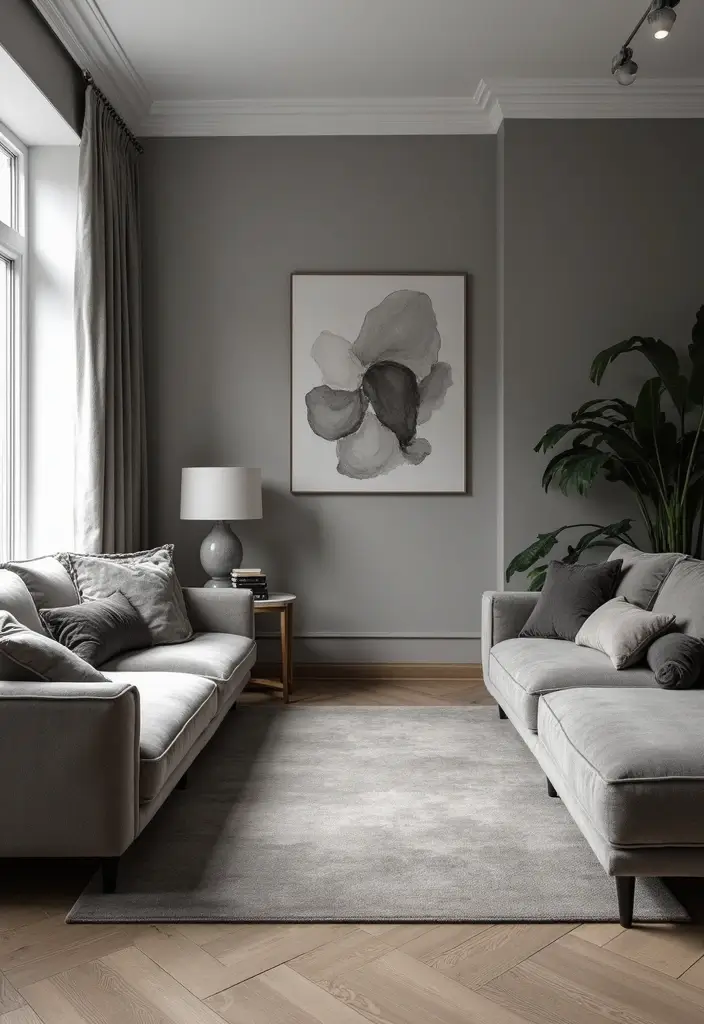 27 Grey Wood Floors Living Room Ideas That Feel Neutral and Polished - 6. Monochromatic Magic