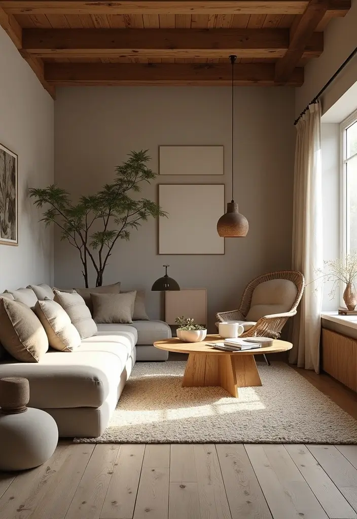 27 Grey Wood Floors Living Room Ideas That Feel Neutral and Polished - 8. Earthy Tones for Warmth