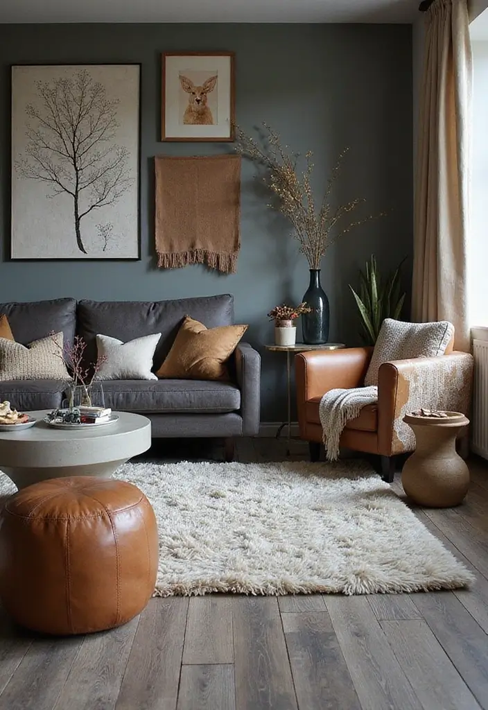27 Grey Wood Floors Living Room Ideas That Feel Neutral and Polished - 9. Playful Textures