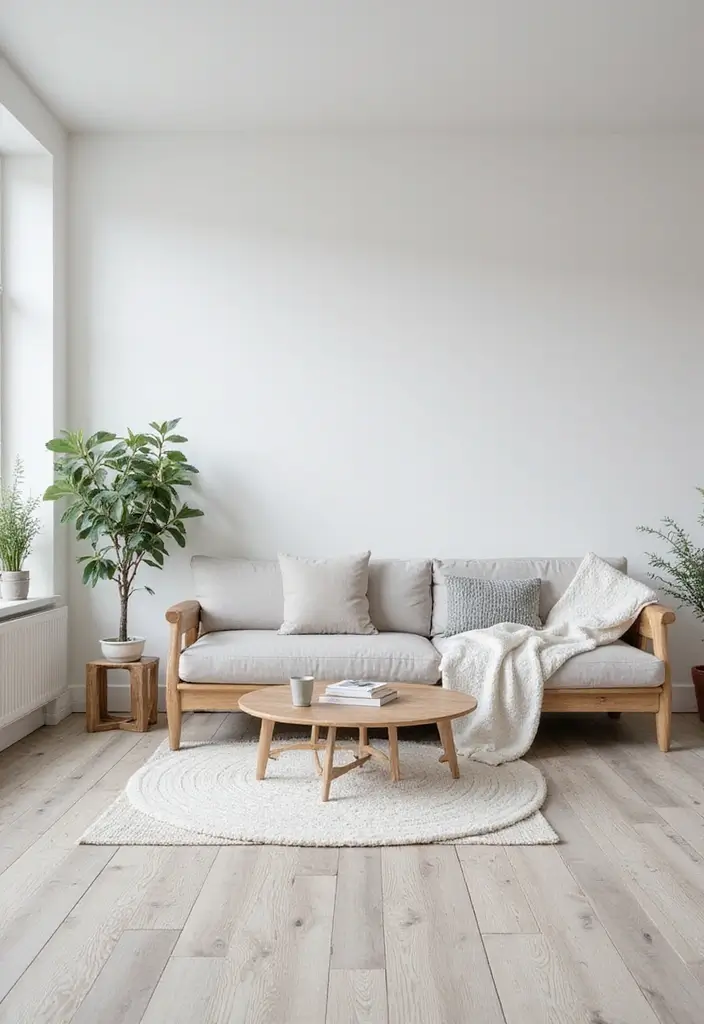 27 Grey Wooden Flooring Living Room Ideas That Add Depth and Texture - 1. Scandinavian Minimalism