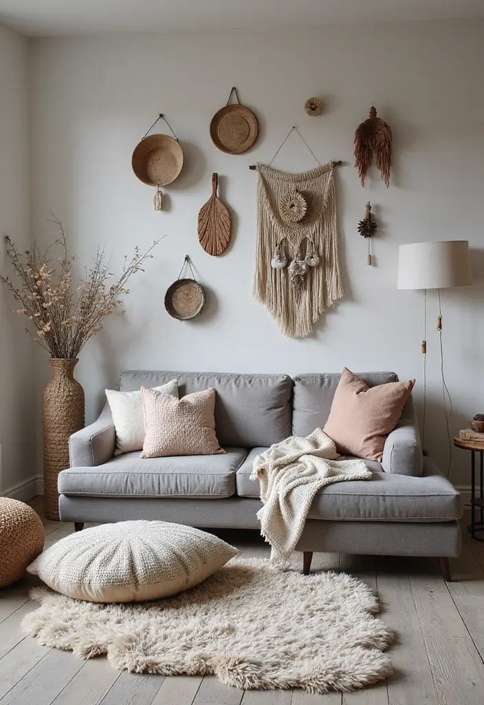 27 Grey Wooden Flooring Living Room Ideas That Add Depth and Texture - 11. Layered Textures