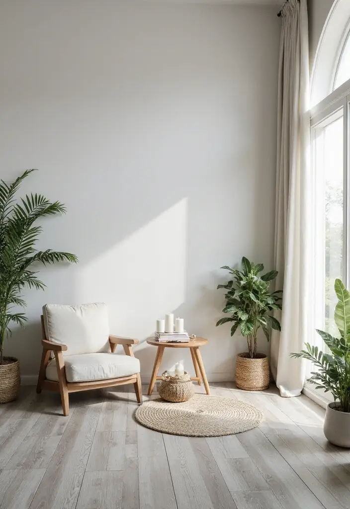 27 Grey Wooden Flooring Living Room Ideas That Add Depth and Texture - 15. Serene Spa Vibes