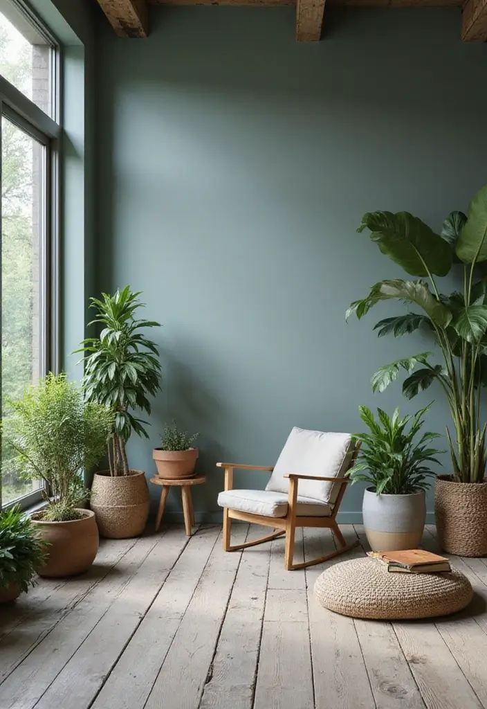 27 Grey Wooden Flooring Living Room Ideas That Add Depth and Texture - 19. Nature-Inspired Color Palette