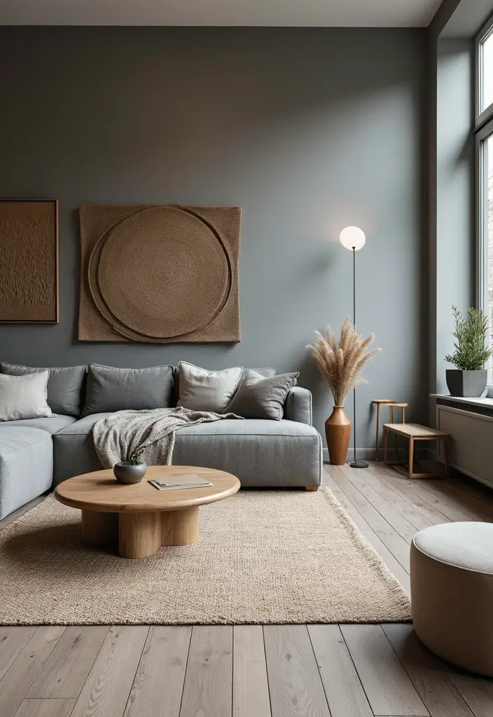 27 Grey Wooden Flooring Living Room Ideas That Add Depth and Texture - 23. Trendy Textures