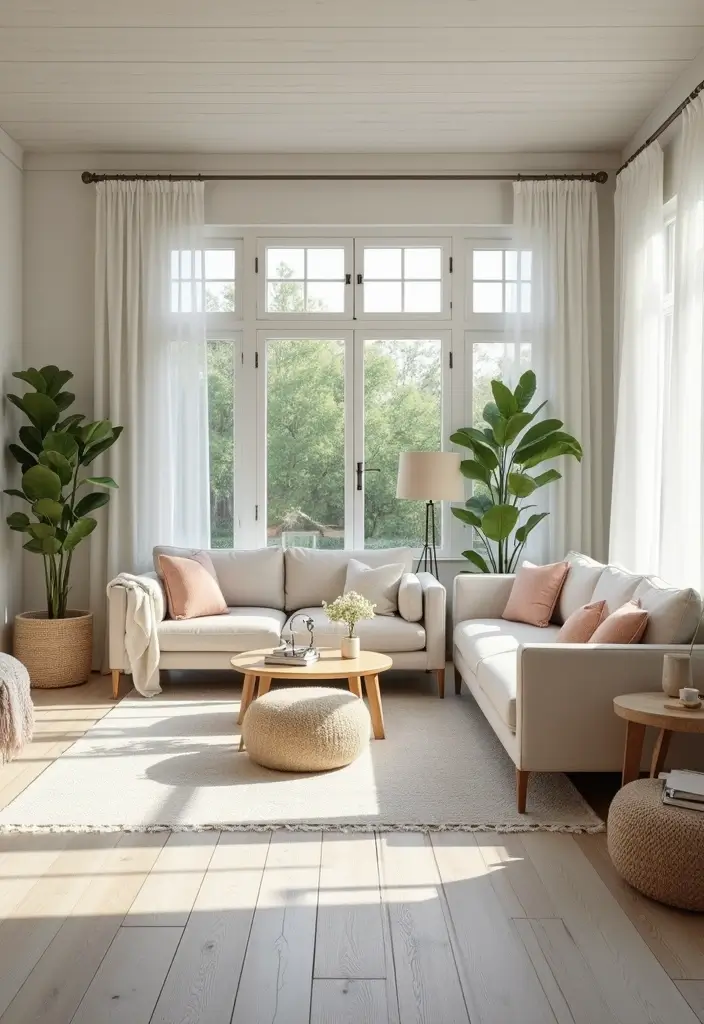 27 Grey Wooden Flooring Living Room Ideas That Add Depth and Texture - 6. Bright and Breezy