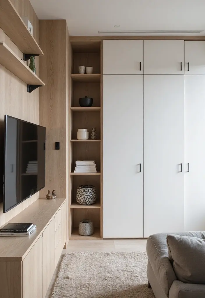 27 Korean Living Room Ideas That Feel Minimal and Serene - 19. Built-In Storage Solutions