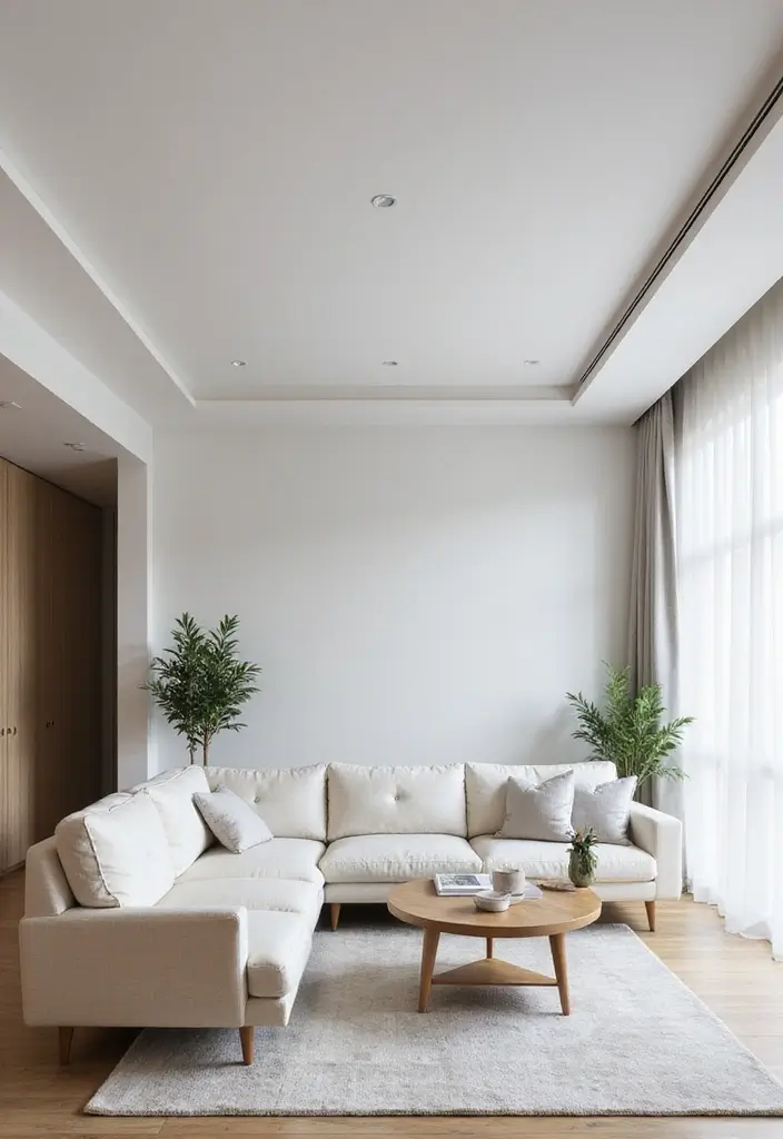 27 Living Room Ceiling Design Modern Ideas That Feel Sleek and Stylish - 1. Minimalist Flat Ceiling