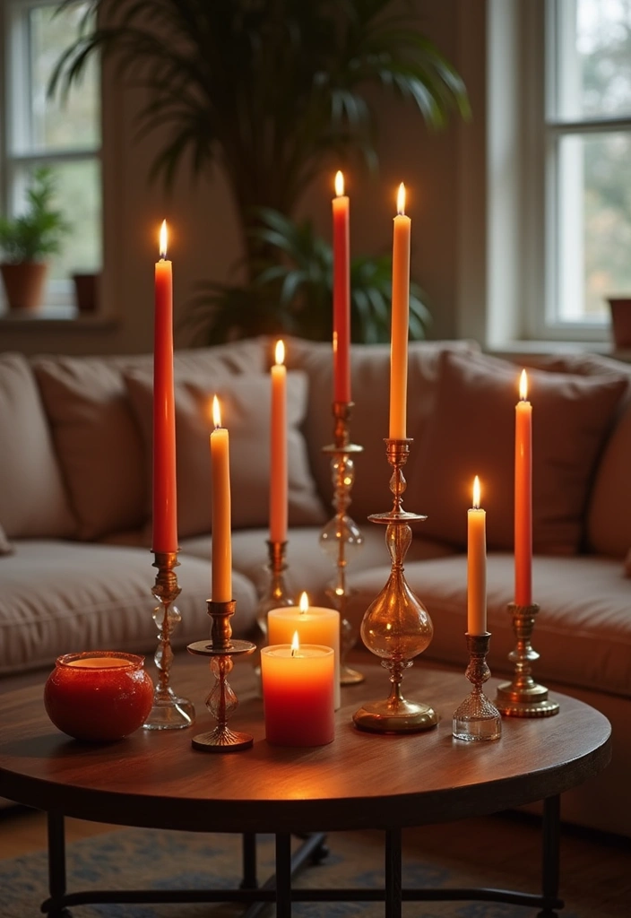 27 Living Room Centerpiece Ideas That Anchor the Space - 15. Candle Holders in Different Heights