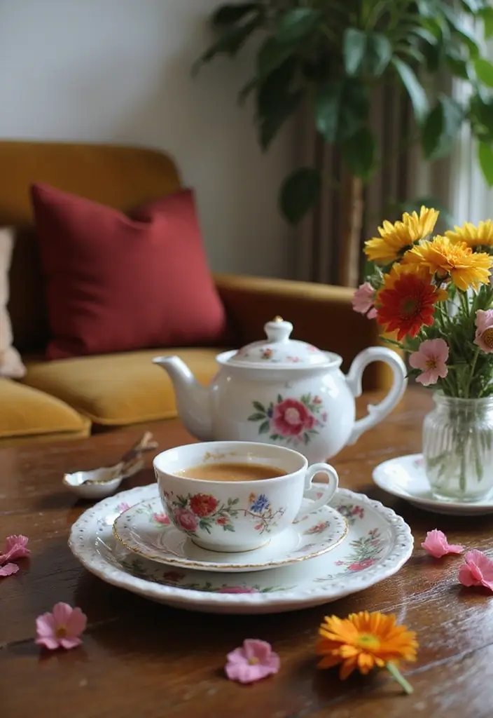 27 Living Room Centerpiece Ideas That Anchor the Space - 19. Porcelain Teapot or Set as Decor