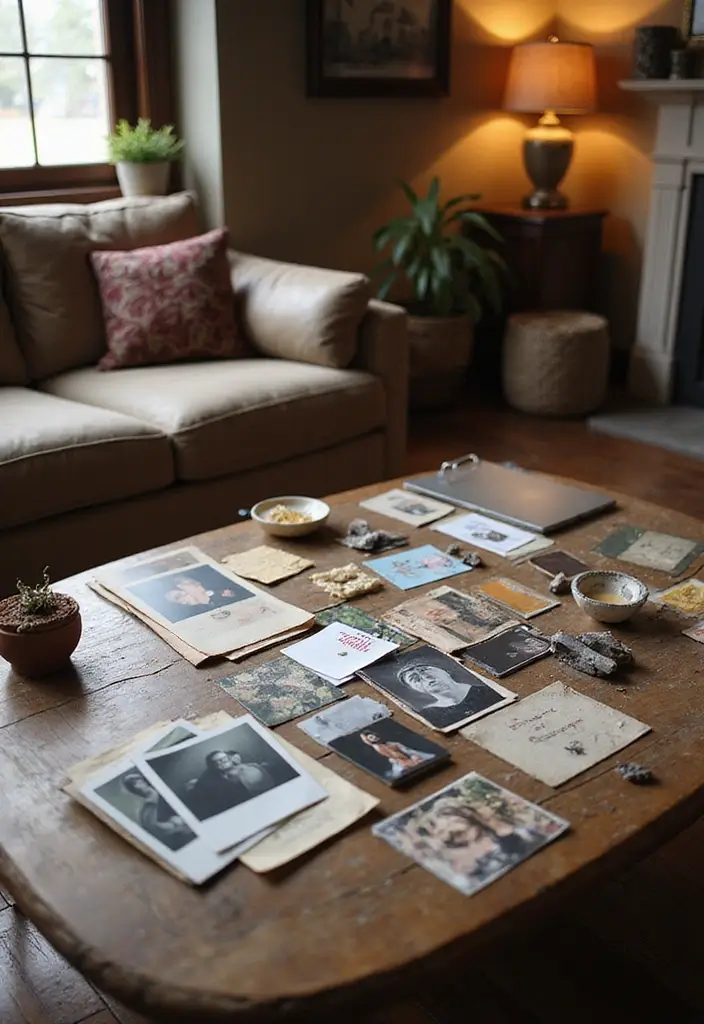 27 Living Room Centerpiece Ideas That Anchor the Space - 20. Mixed Media Collage Centerpiece