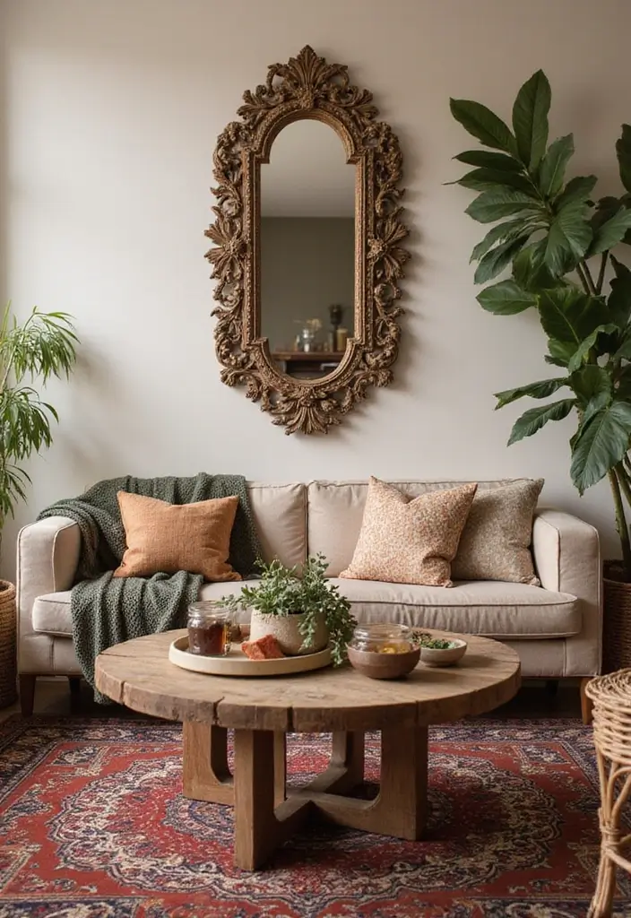 27 Living Room Centerpiece Ideas That Anchor the Space - 22. Decorative Mirrors as Centerpiece