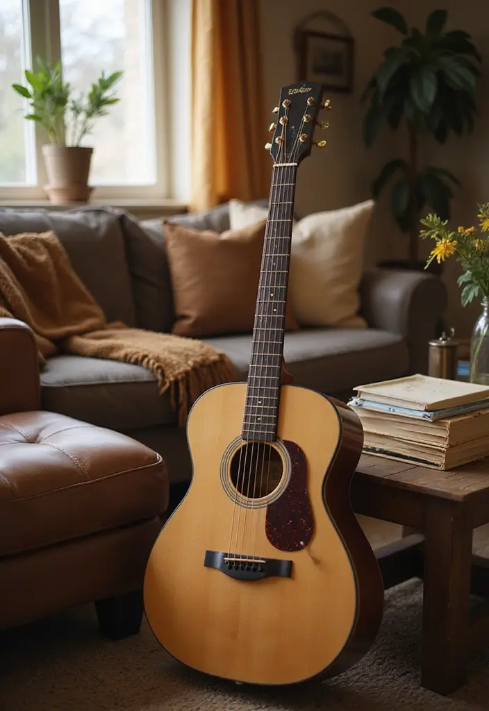 27 Living Room Centerpiece Ideas That Anchor the Space - 25. Vintage Musical Instruments