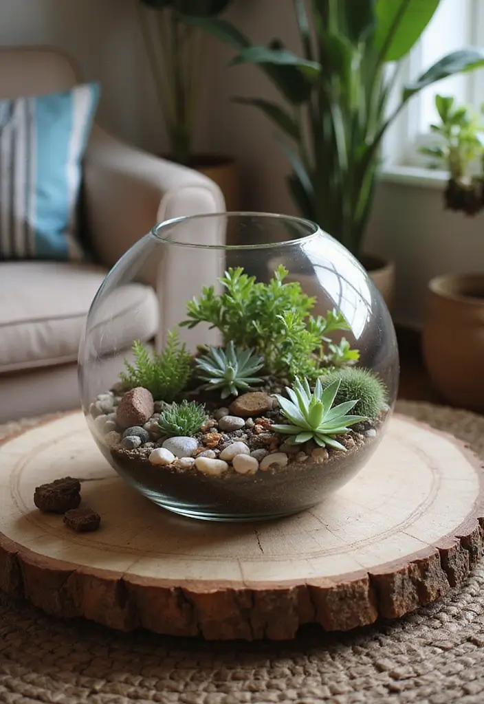 27 Living Room Centerpiece Ideas That Anchor the Space - 7. Whimsical Terrarium Display