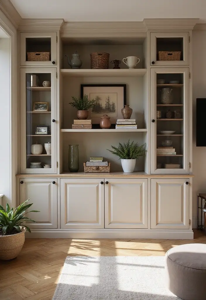 27 Living Room Classic Luxury Ideas That Feel Elegant and High End - 23. Stylish Storage Solutions