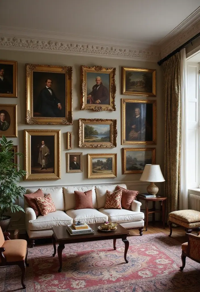 27 Living Room Classic Luxury Ideas That Feel Elegant and High End - 4. Classic Artwork Displays