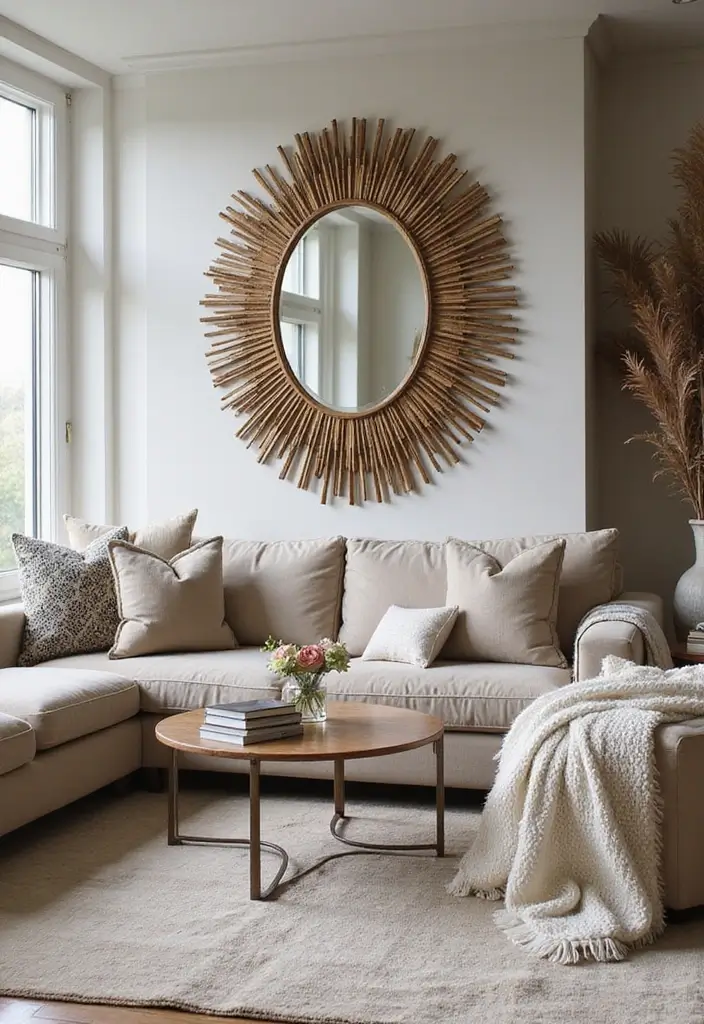 27 Living Room Classic Luxury Ideas That Feel Elegant and High End - 8. Statement Decorative Mirrors
