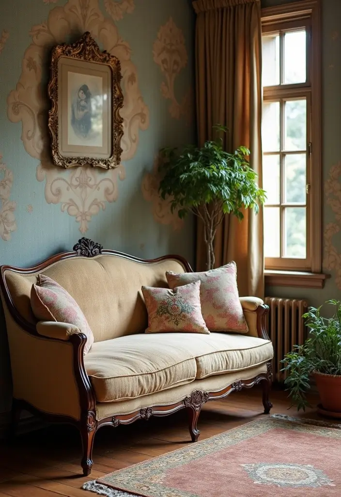 27 Living Room Sofa Design Small Spaces That Save Space Beautifully - 17. Vintage-Inspired Sofas