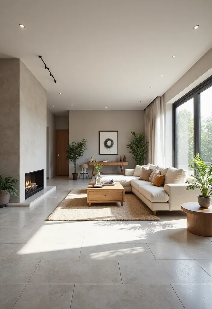 27 Living Room Tile Floor Ideas That Feel Sleek and Durable - 10. Large Format Tiles