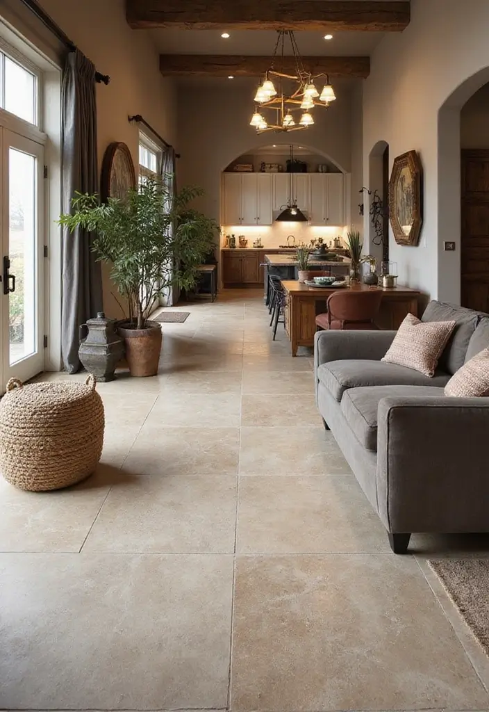 27 Living Room Tile Floor Ideas That Feel Sleek and Durable - 16. Porcelain Tiles with Natural Looks