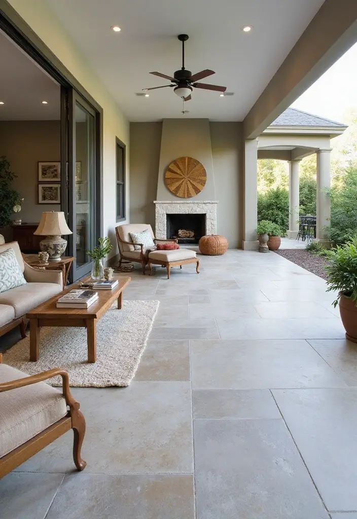 27 Living Room Tile Floor Ideas That Feel Sleek and Durable - 19. Indoor/Outdoor Tiles