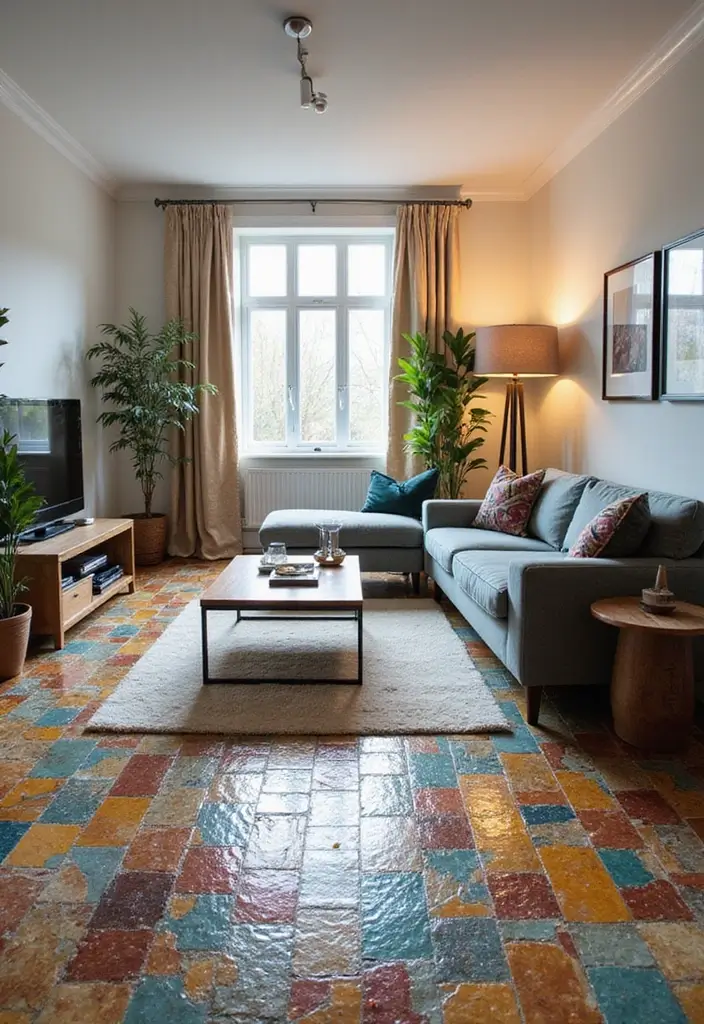 27 Living Room Tile Floor Ideas That Feel Sleek and Durable - 2. Recycled Glass Tiles