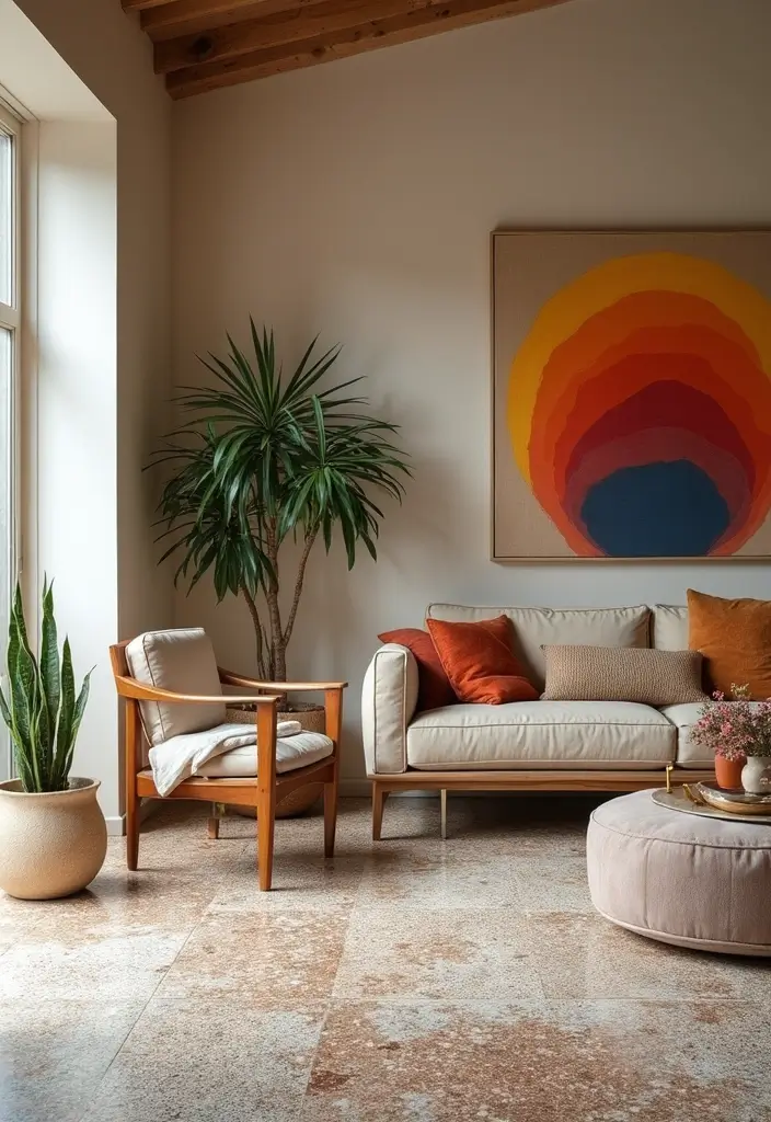 27 Living Room Tile Floor Ideas That Feel Sleek and Durable - 20. Eco-Conscious Terrazzo Tiles