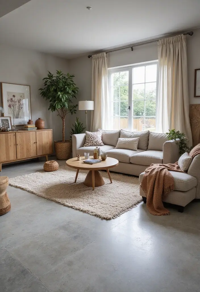 27 Living Room Tile Floor Ideas That Feel Sleek and Durable - 22. Stylish Concrete Tiles