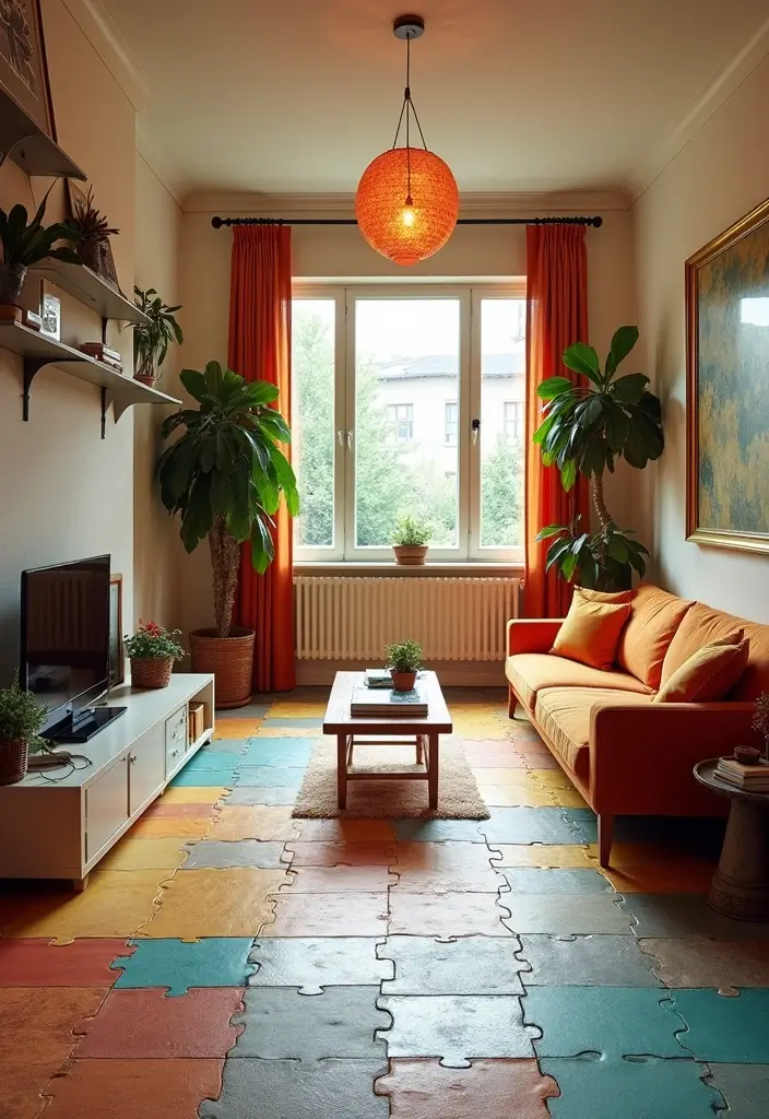 27 Living Room Tile Floor Ideas That Feel Sleek and Durable - 23. Interlocking Tiles