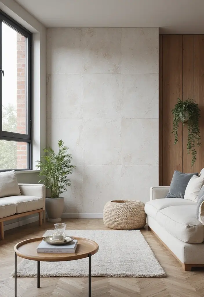 27 Living Room Tile Floor Ideas That Feel Sleek and Durable - 27. Eco-Friendly Adhesive Tiles